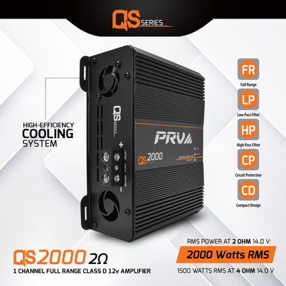 QS2000 | 2 Ohm 2000 Watt Amp Car Audio Amplifier