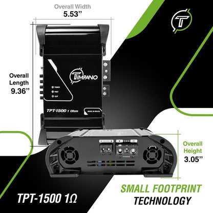 Timpano 1500 Watts Car Audio Amplifier Fullrange TPT-1500 1 Ohm